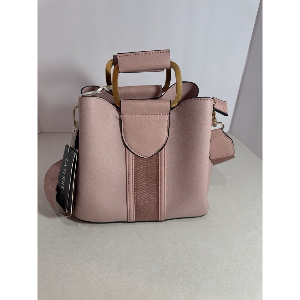 La Terre Vegan Leather Blush Pink Satchel Handbag Gold Hardware NWT”